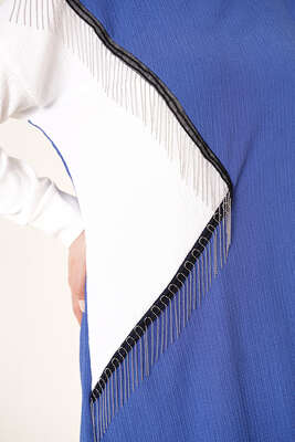 Zincir Püsküllü Garnili Bürümcük İkili Takım İndigo - İKİLİ TAKIM