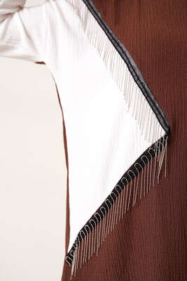 Zincir Püsküllü Garnili Bürümcük İkili Takım Kahve - İKİLİ TAKIM