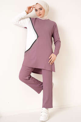 Zincir Püsküllü Garnili Bürümcük İkili Takım Magenta 