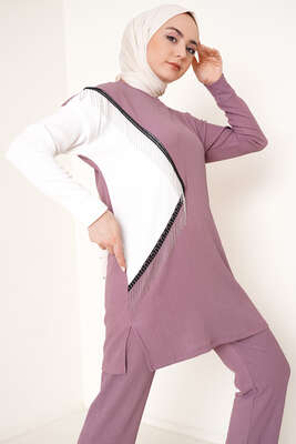 Zincir Püsküllü Garnili Bürümcük İkili Takım Magenta - İKİLİ TAKIM