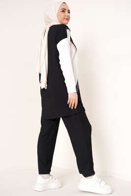 Zincir Püsküllü Garnili Bürümcük İkili Takım Siyah - İKİLİ TAKIM