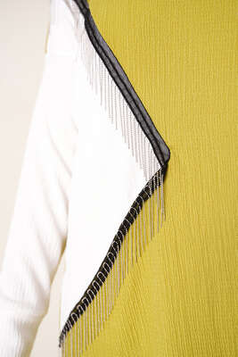 Zincir Püsküllü Garnili Bürümcük İkili Takım Yağ Yeşili - İKİLİ TAKIM