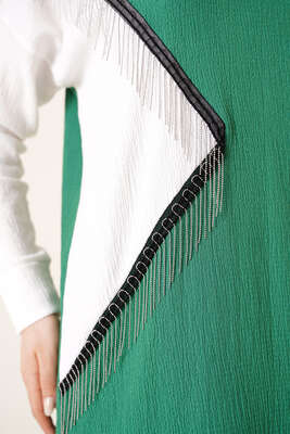 Zincir Püsküllü Garnili Bürümcük İkili Takım Yeşil - İKİLİ TAKIM