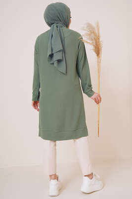 Zincir Püsküllü Uzun Tunik Çağla Yeşili - Tunik