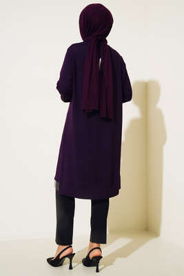Zincir Püsküllü Uzun Tunik Mor - Tunik
