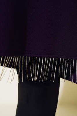 Zincir Püsküllü Uzun Tunik Mor - Tunik