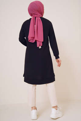 Zincir Püsküllü Uzun Tunik Siyah - Tunik