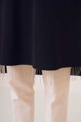 Zincir Püsküllü Uzun Tunik Siyah - Tunik