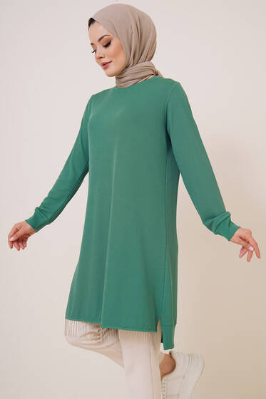 Zincir Püsküllü Uzun Tunik Yeşil - Tunik