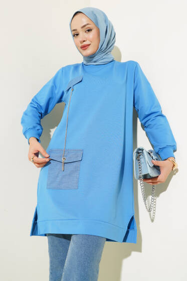 Zincir Sallantılı Tunik Mavi - Tunik