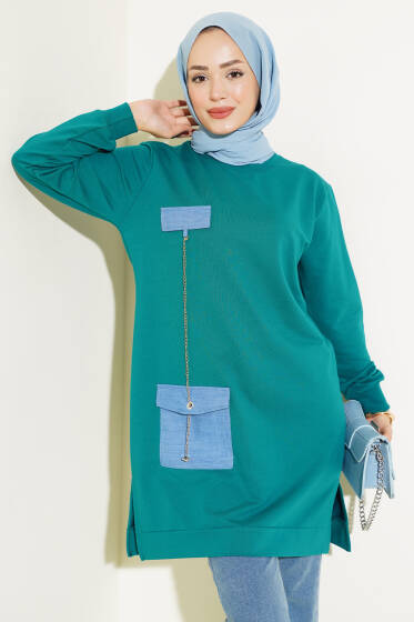 Zincir Sallantılı Tunik Zümrüt - Tunik