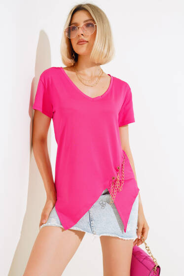 Zincirli Bluz Fusya - Yeni Giyim