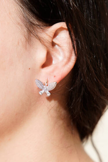 Zirkon Taşlı Işıltılı Kelebek Küpe Gold - Küpe