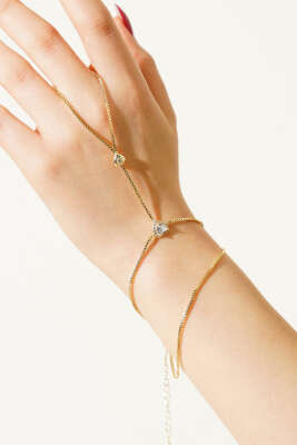 Zirkon Taşlı Kalp Detaylı İnce Zincir Şahmeran Gold - KONYALI BİJUTERİ