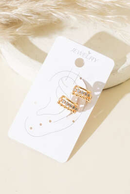 Zirkon Taşlı Kıkırdak Küpe Gold - Küpe