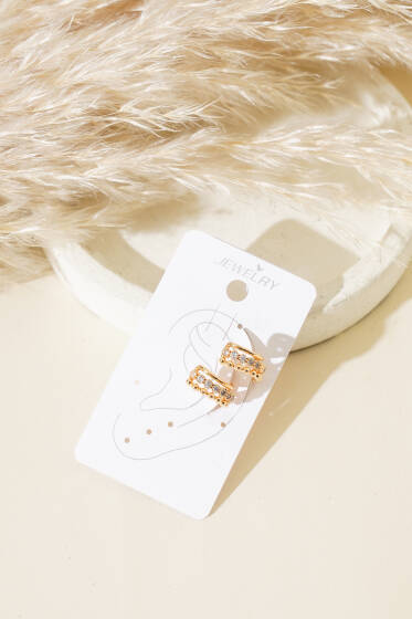 Zirkon Taşlı Kıkırdak Küpe Gold - Küpe