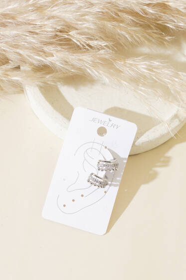 Zirkon Taşlı Kıkırdak Küpe Gümüş - Küpe